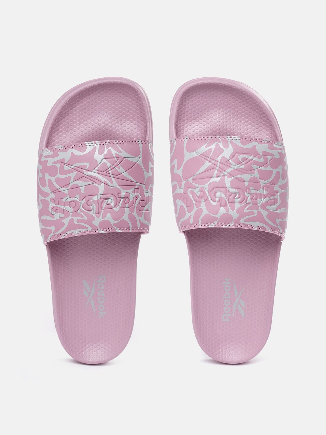 Reebok Classic Reebok Classic Unisex Purple & Grey Abstract & Brand Logo Printed  Classic Slide Sliders