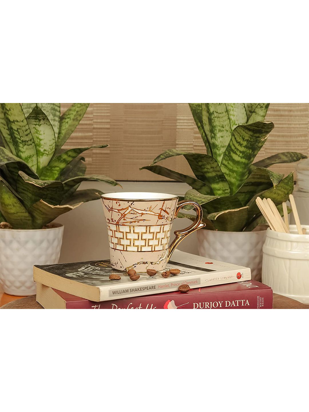 Femora Set of 6 Rose Gold Printed Bone China Glossy Cups Price in India