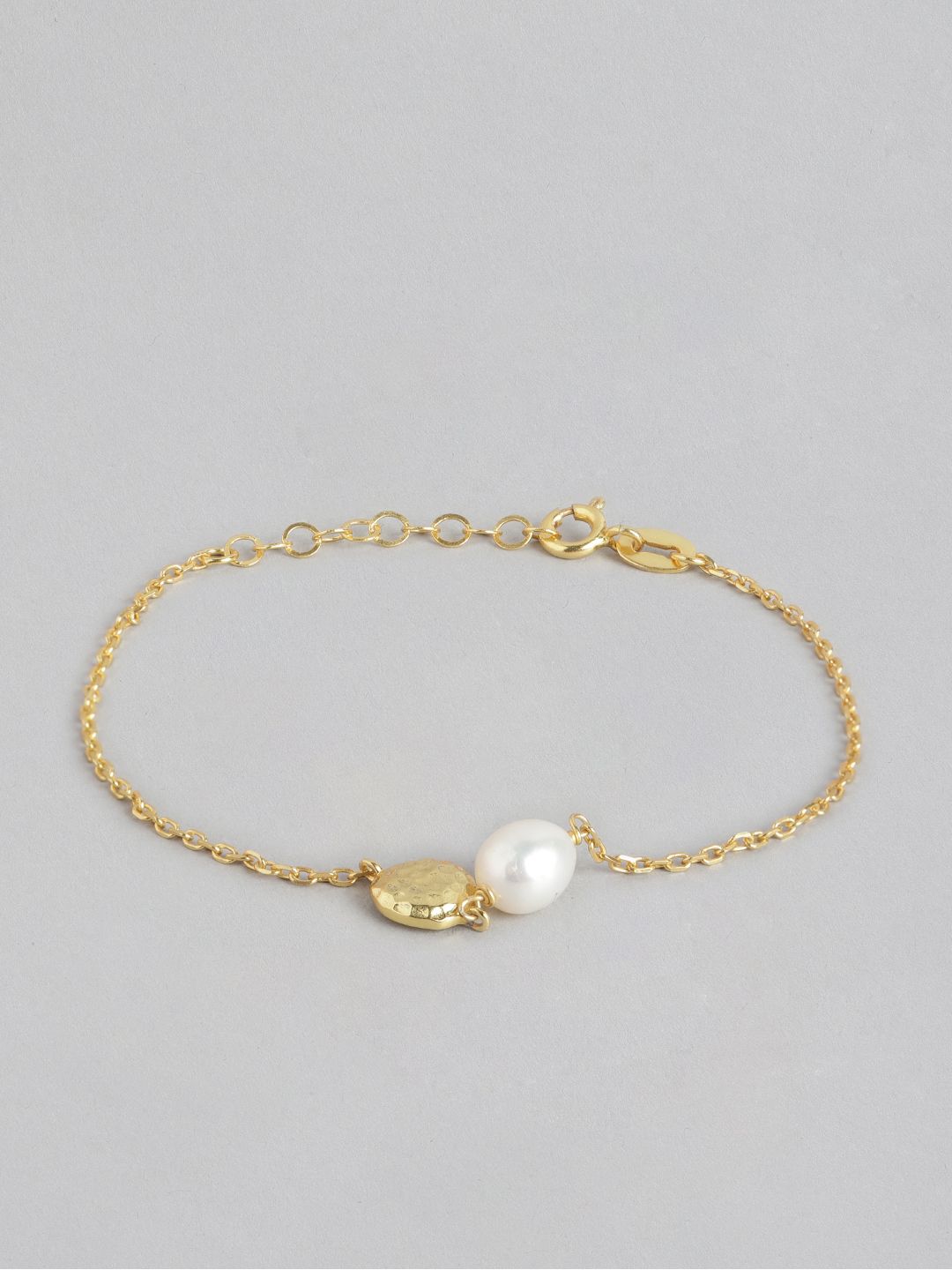 Carlton London Women White Gold-Plated Beaded Charm Bracelet Price in India