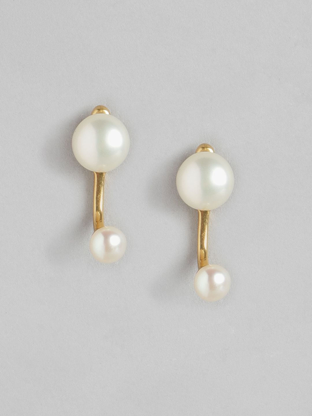 Carlton London Gold-Toned & White Contemporary Studs Earrings Price in India