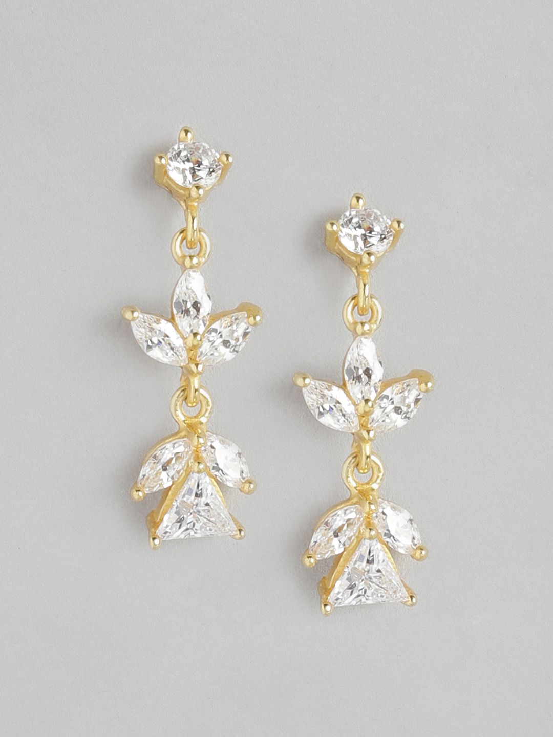Carlton London Gold-Toned Floral Drop Earrings Price in India