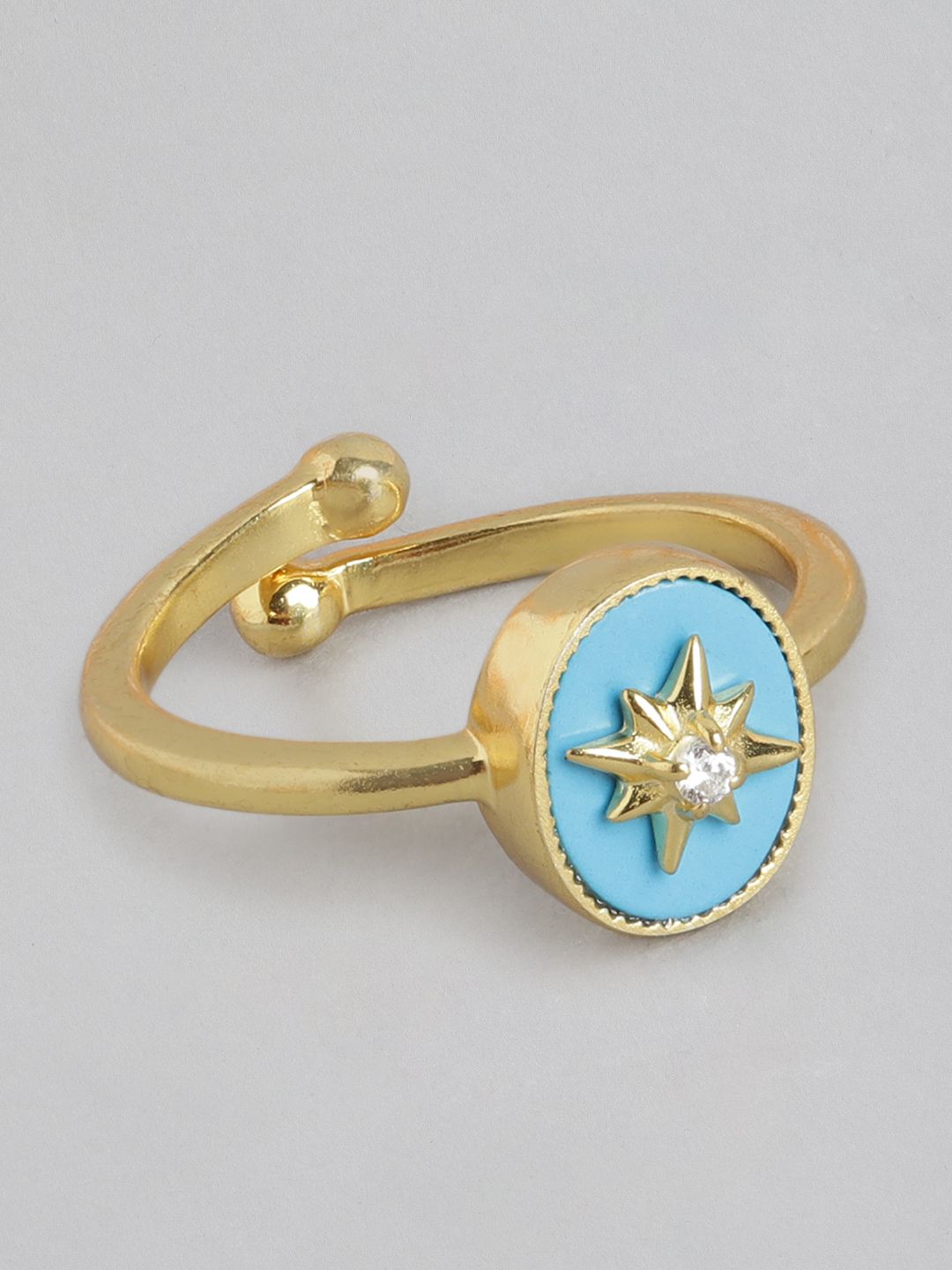 Carlton London Turquoise Blue Gold-Plated Beaded Adjustable Ring Price in India