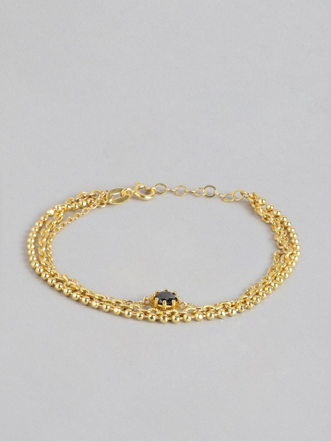 Carlton London Women Black Gold-Plated Cubic Zirconia Charm Bracelet Price in India