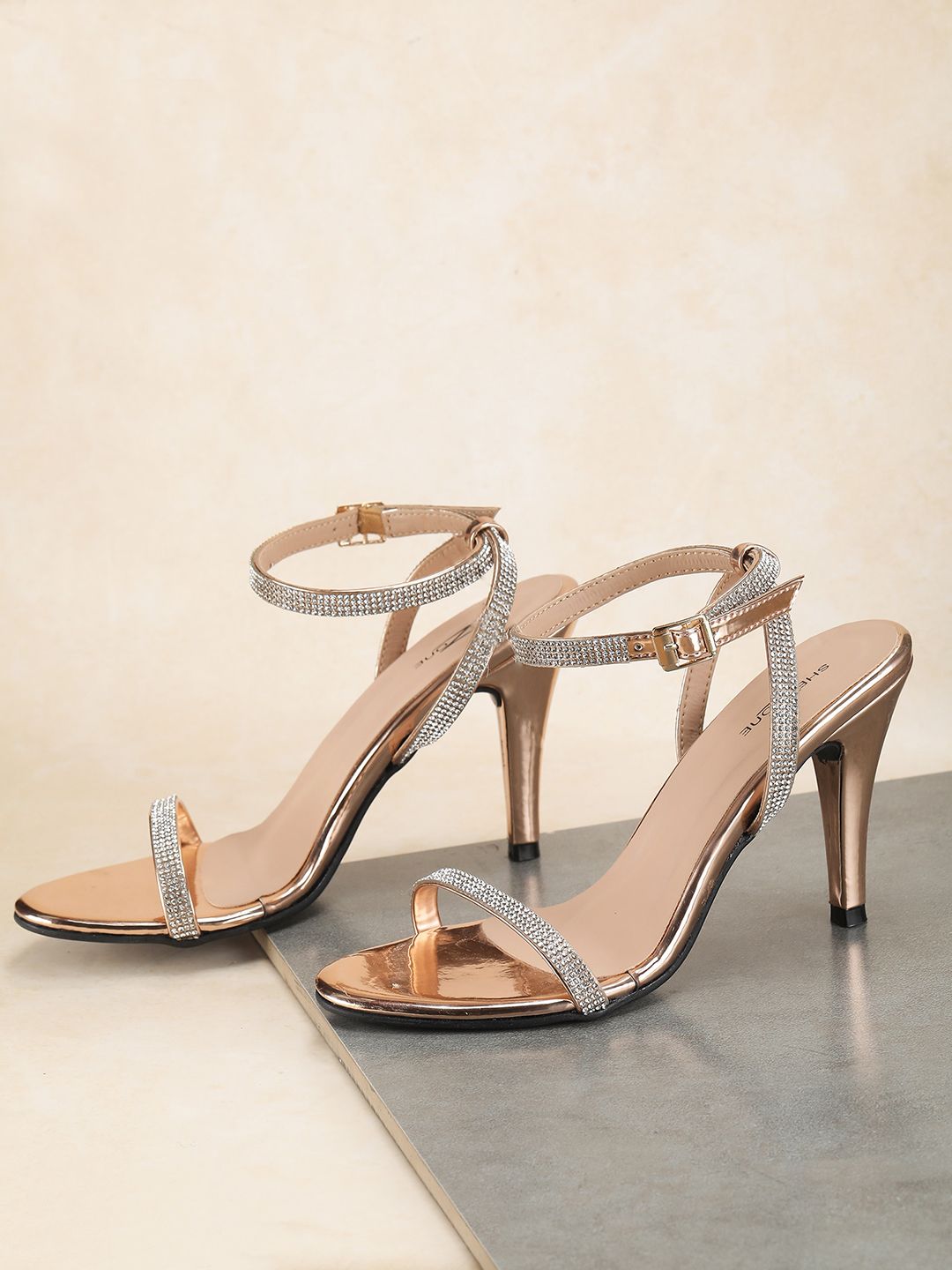 Shezone Rose Gold Stiletto Sandals Price in India