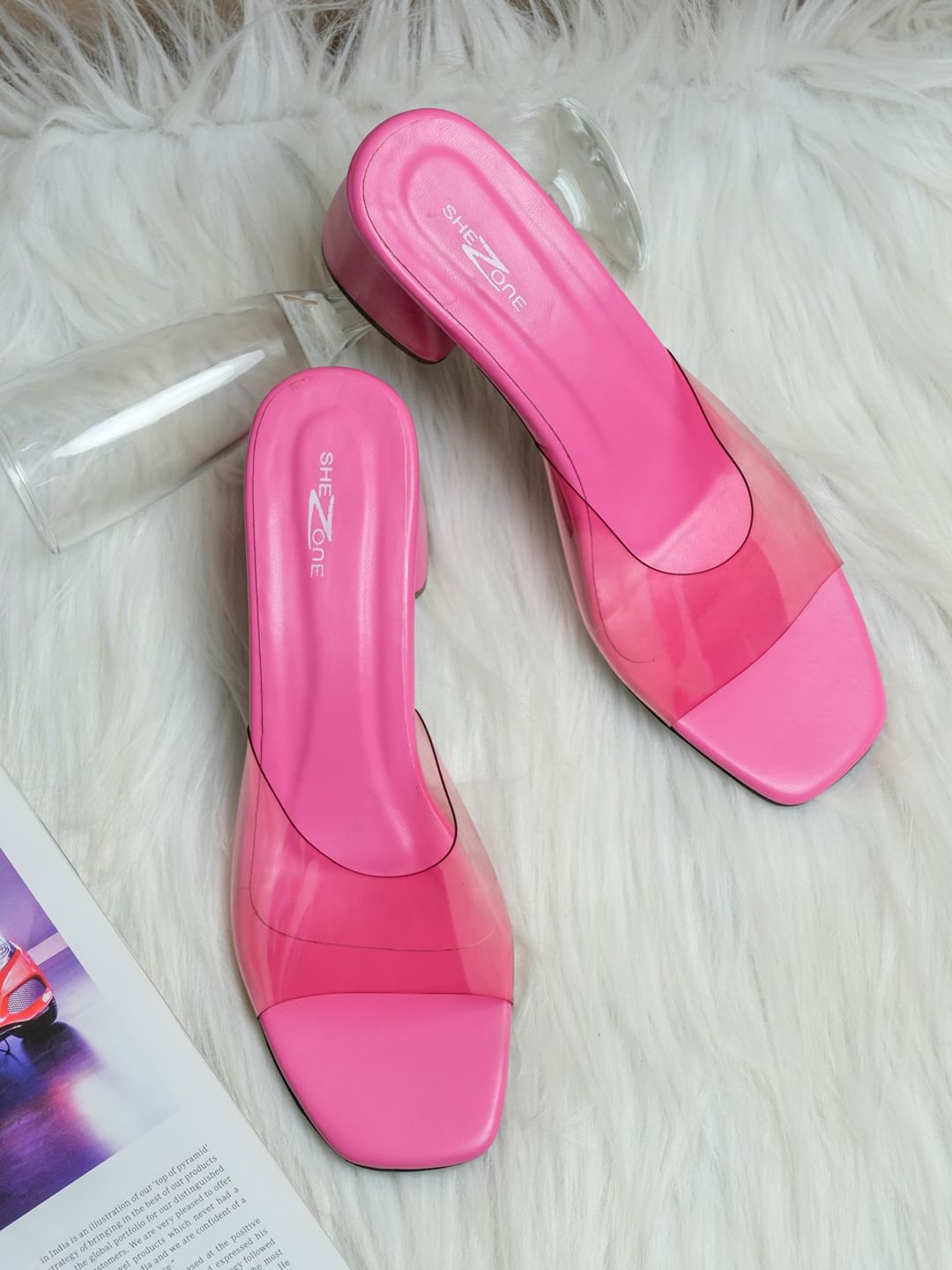 Shezone Pink Block Mules Price in India