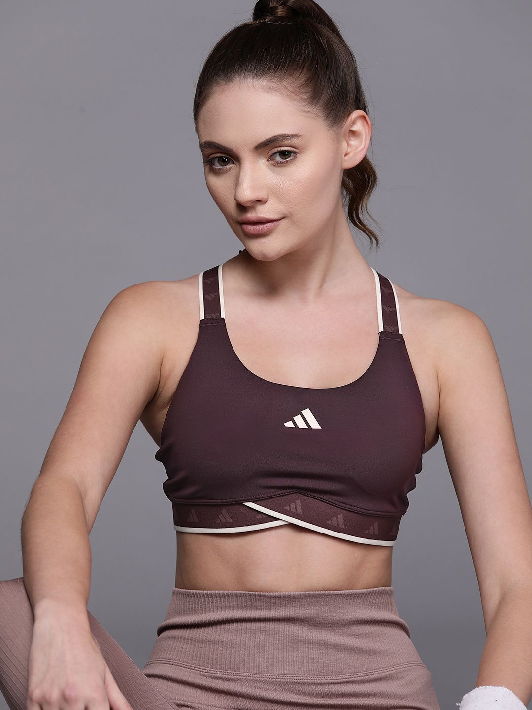 ADIDAS Burgundy PWI Medium Support Tech Fit Aeroready Training Bra Price in India