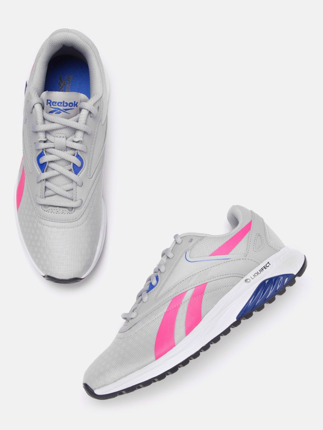 Reebok Women Grey & Pink Woven Design Liquifect 90 2 Running Shoes Price in India