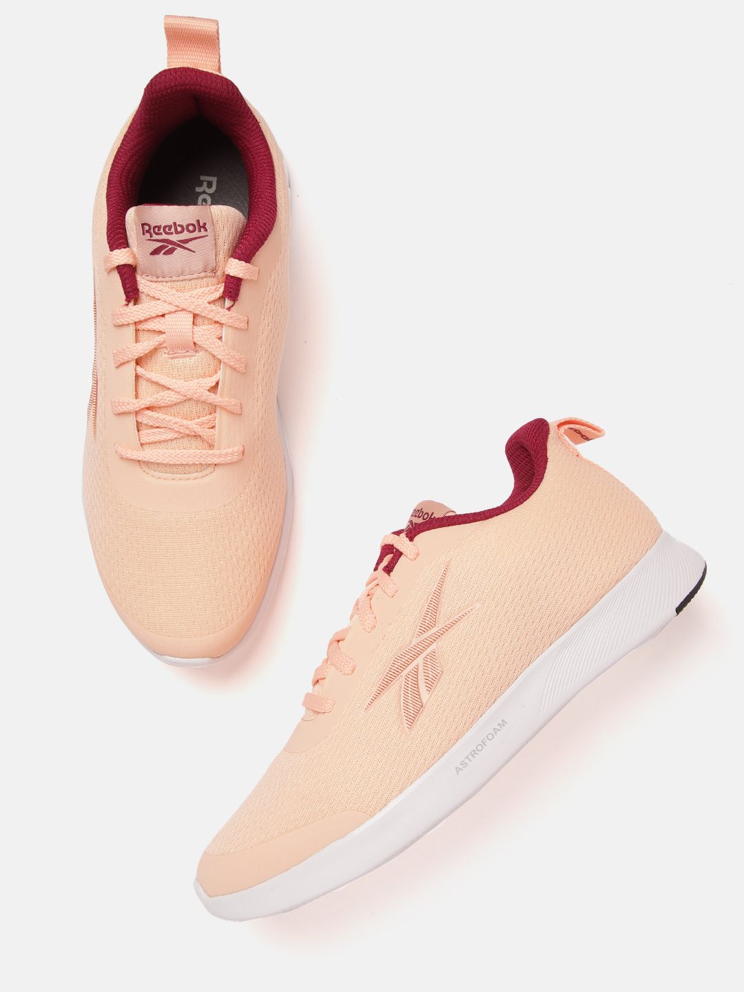 Reebok Women Peach-Coloured Woven Design Lunar Walk Shoes Price in India