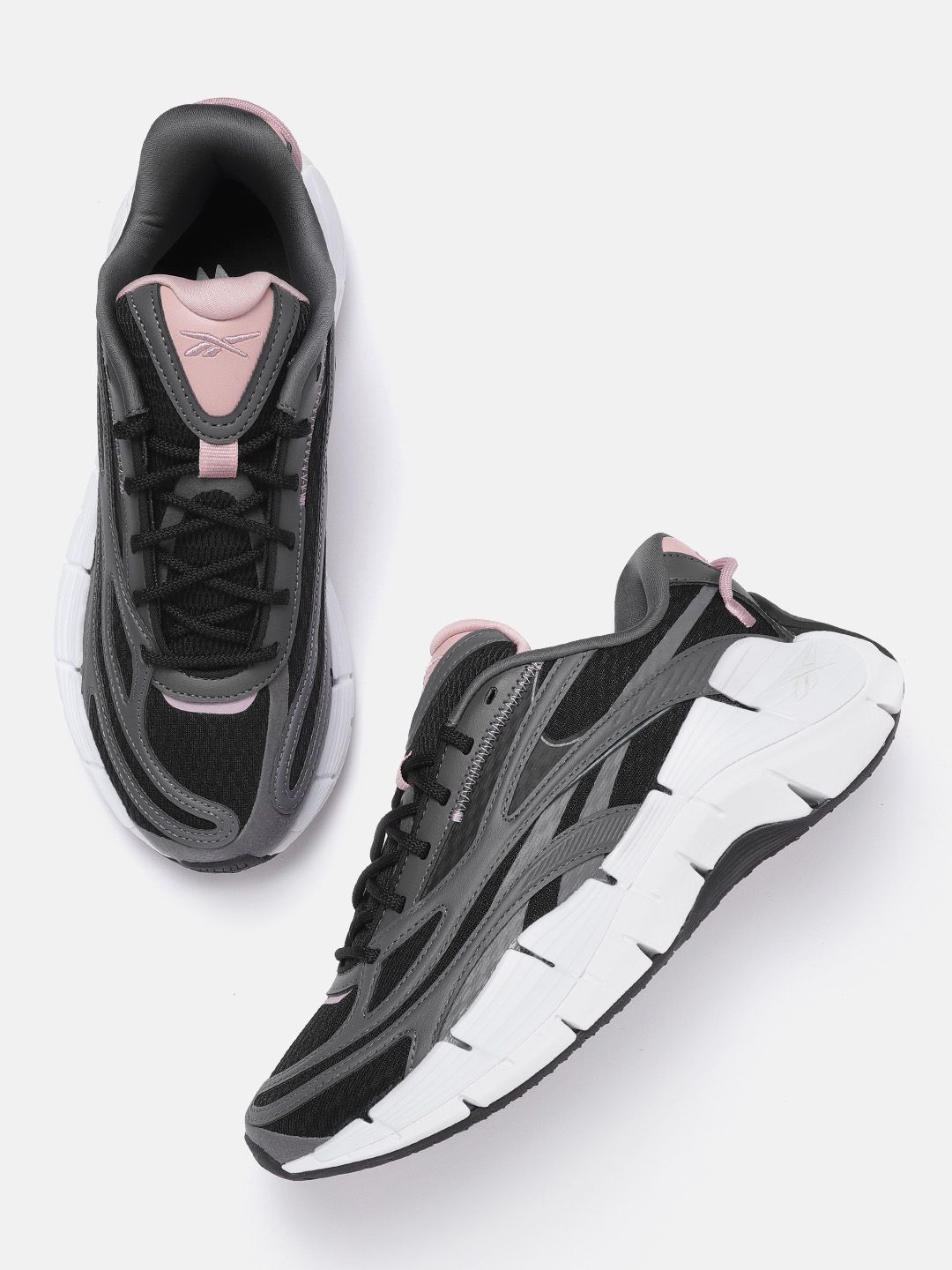 Reebok Women Black Grey Woven Design Zig Kinetica 2.5 Running Shoes Price in India