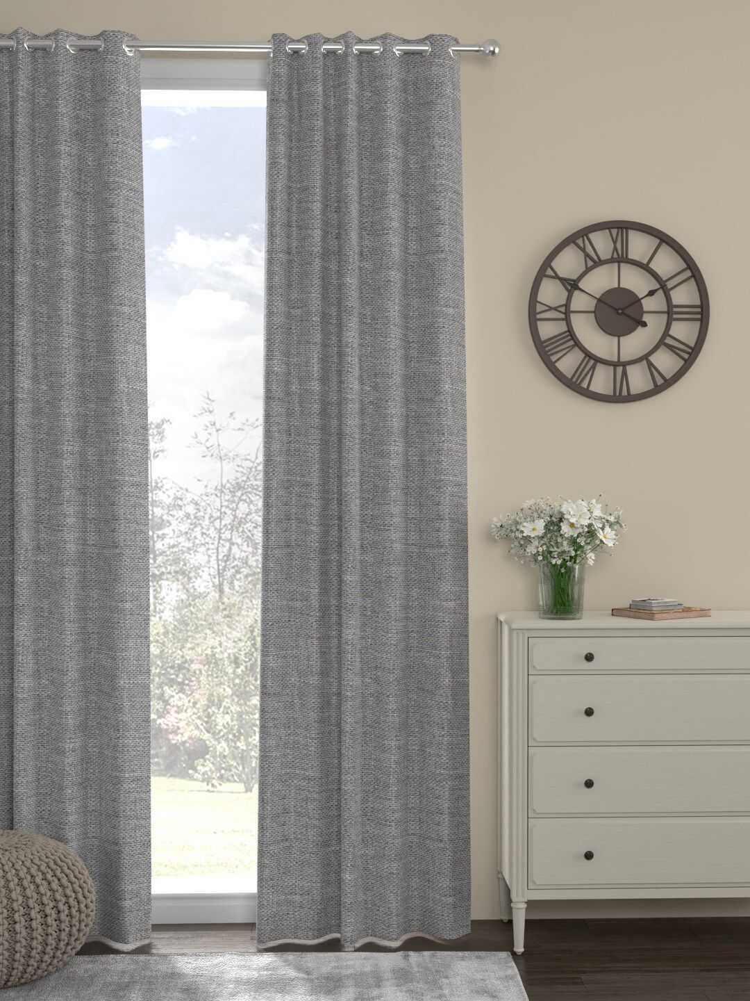 ROSARA HOME Unisex Grey Curtains and Sheers Price in India