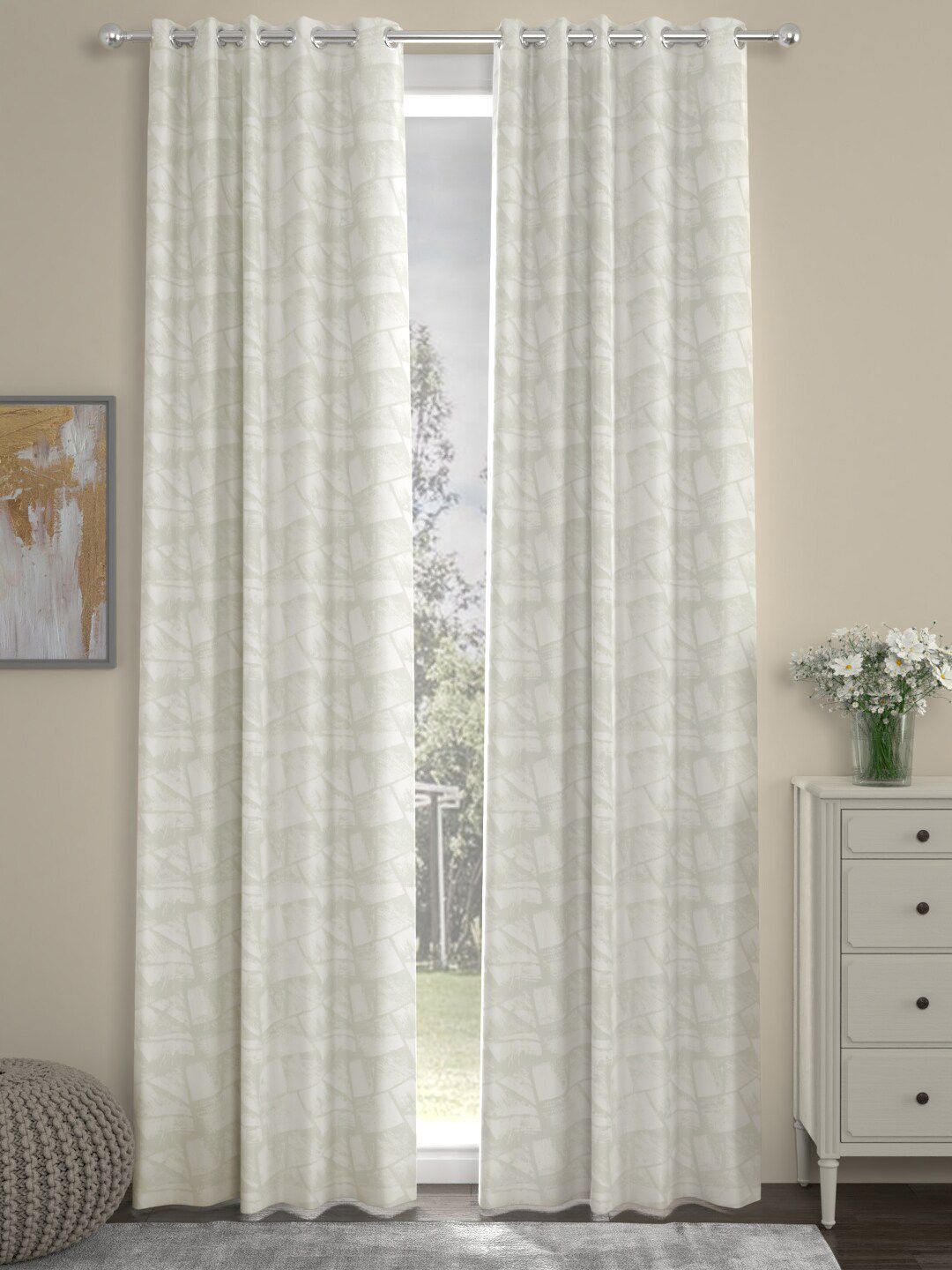 ROSARA HOME Unisex Off White Curtains and Sheers Price in India