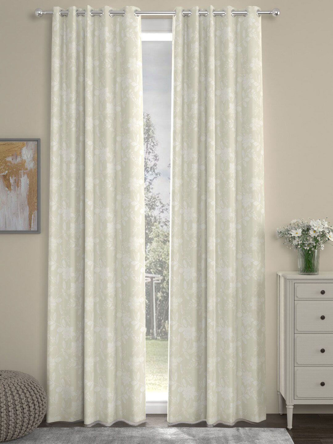 ROSARA HOME Unisex Off White Curtains and Sheers Price in India