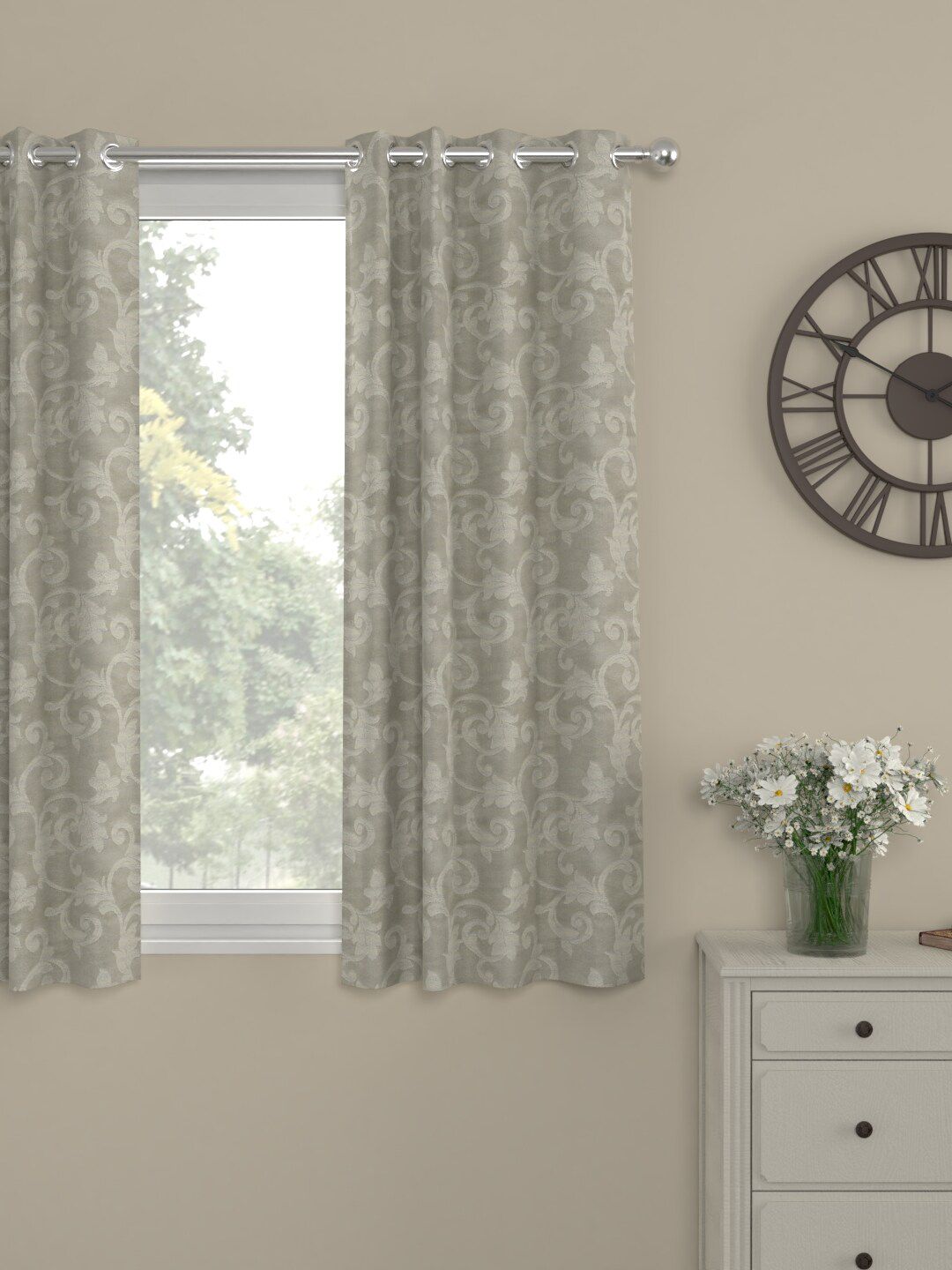 ROSARA HOME Unisex Beige Curtains and Sheers Price in India
