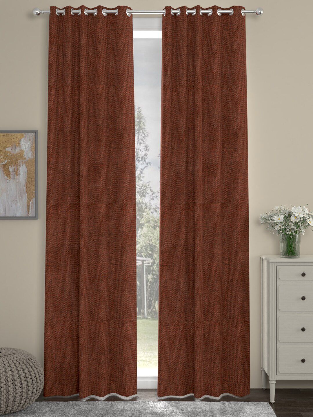 ROSARA HOME Unisex Rust Curtains and Sheers Price in India