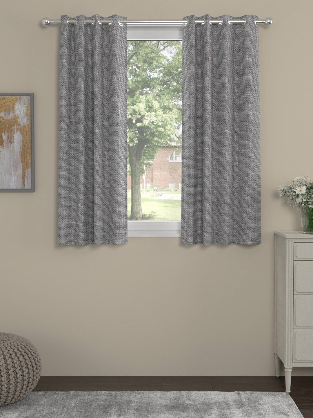 ROSARA HOME Unisex Grey Curtains and Sheers Price in India