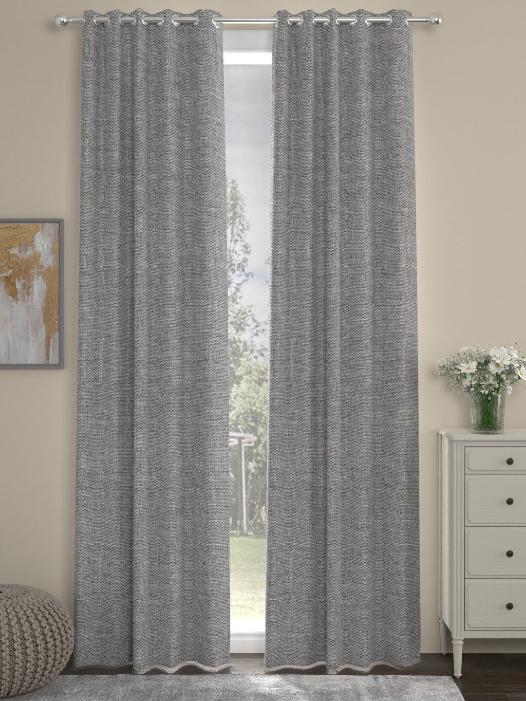 ROSARA HOME Unisex Grey Curtains and Sheers Price in India