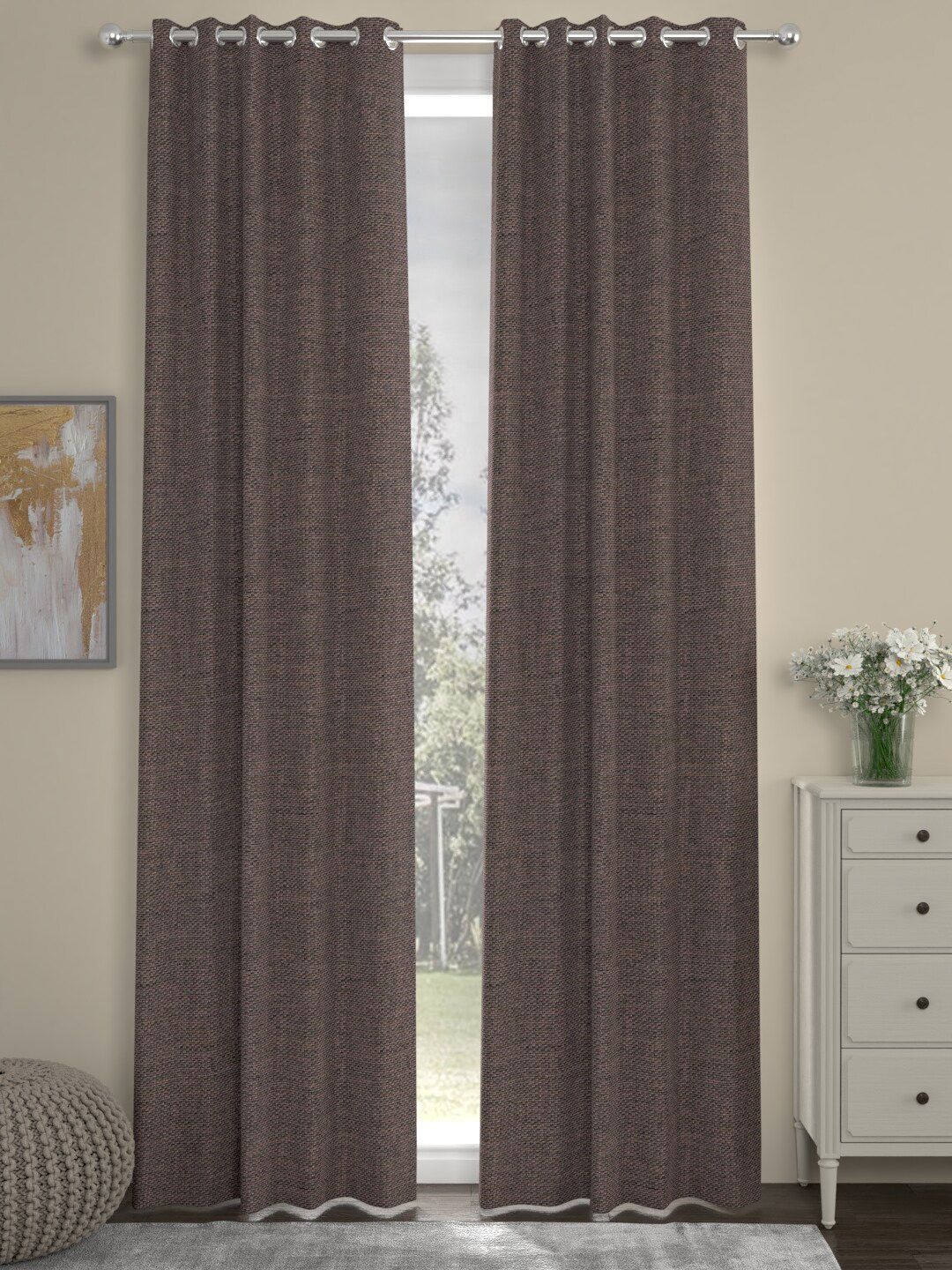 ROSARA HOME Unisex Mauve Curtains and Sheers Price in India