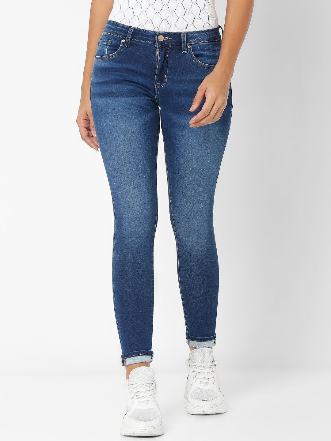 SPYKAR Women Blue Super Skinny Fit Light Fade Jeans Price in India