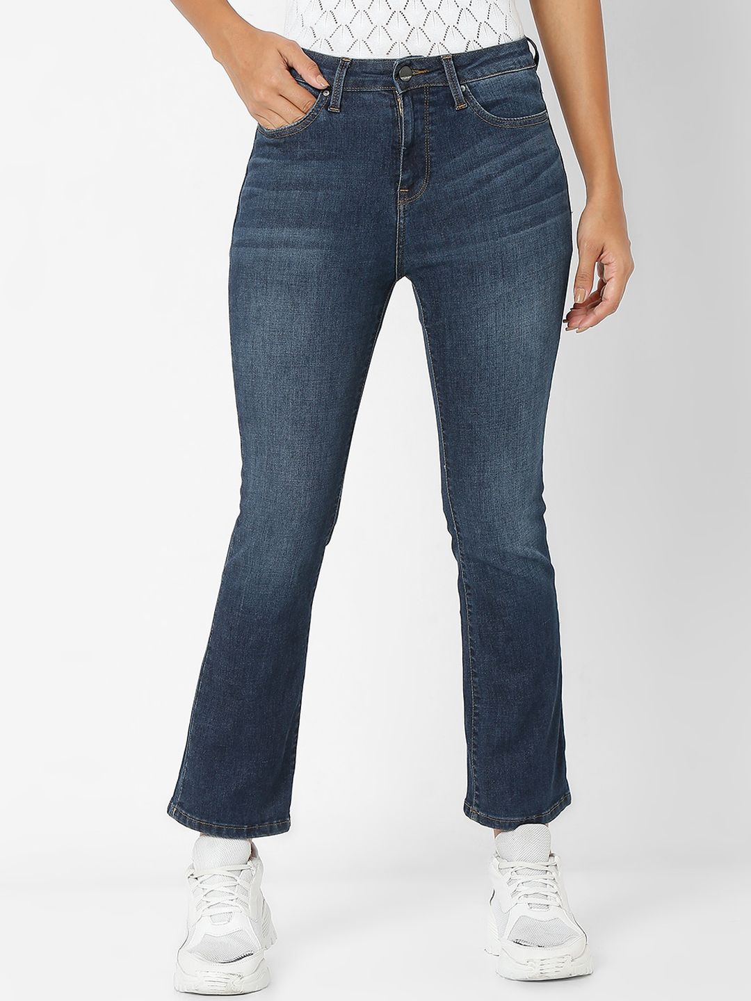 SPYKAR Women Blue Flared Light Fade Jeans Price in India