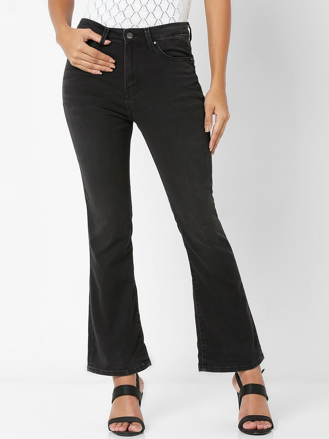 SPYKAR Women Black Flared Jeans Price in India