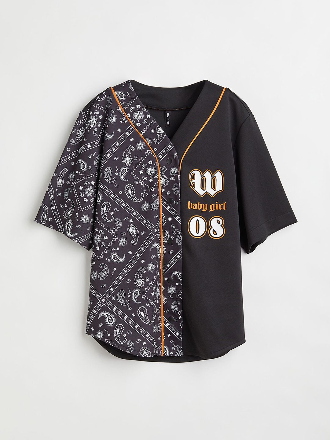 H&M Women Black & White Baseball-Style Shacket Price in India