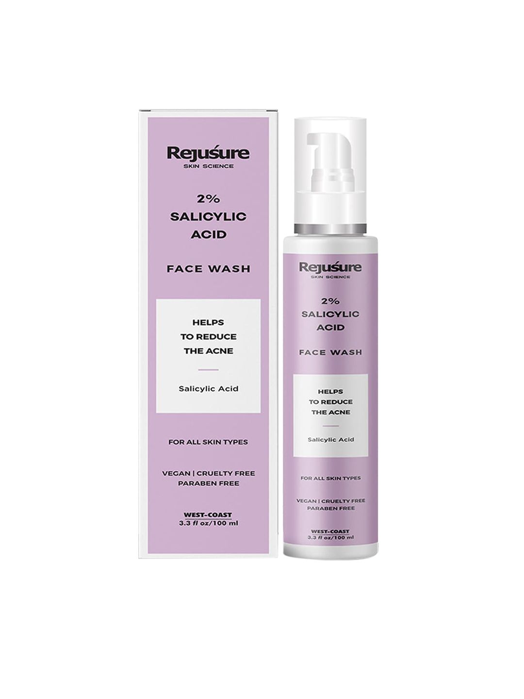 REJUSURE 2% Salicylic Acid Face Wash for Acne Reduction - 100 ml