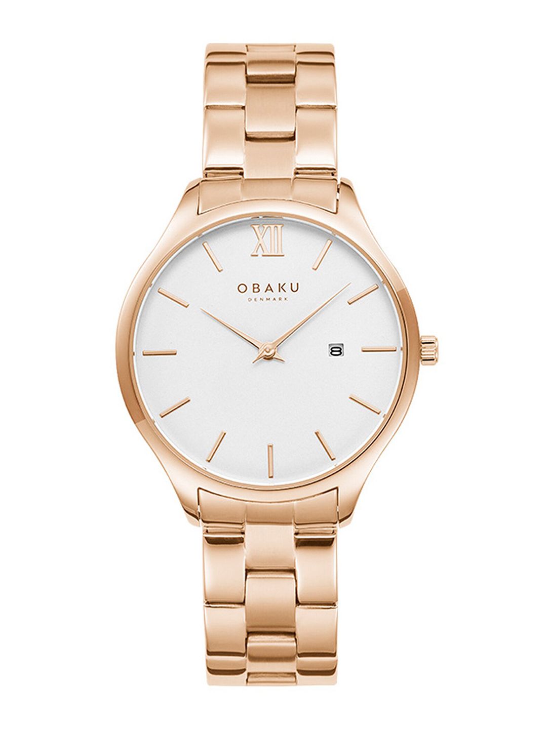 Obaku Women White Brass Embellished Dial & Rose Gold Toned Stainless Steel Bracelet Style Straps Analogue Watch Price in India