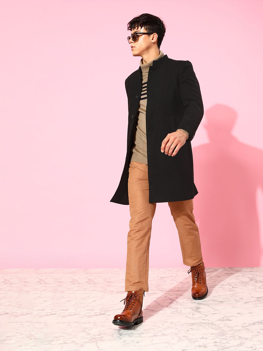 The Roadster Life Co. Men Mandarin Collar Longline Jacket