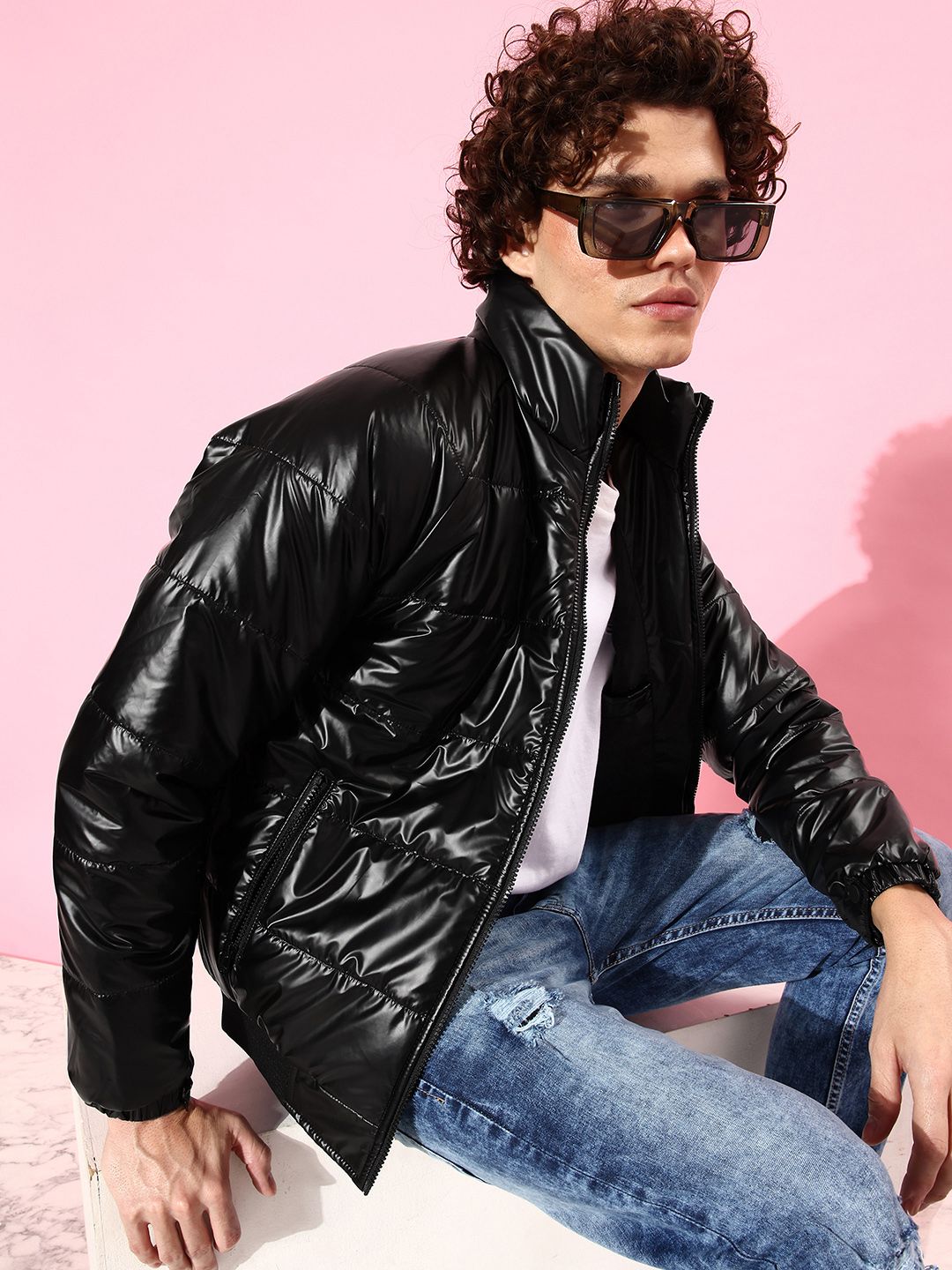 Buy The Roadster Lifestyle Co. Men Black Solid Bomber Jacket
