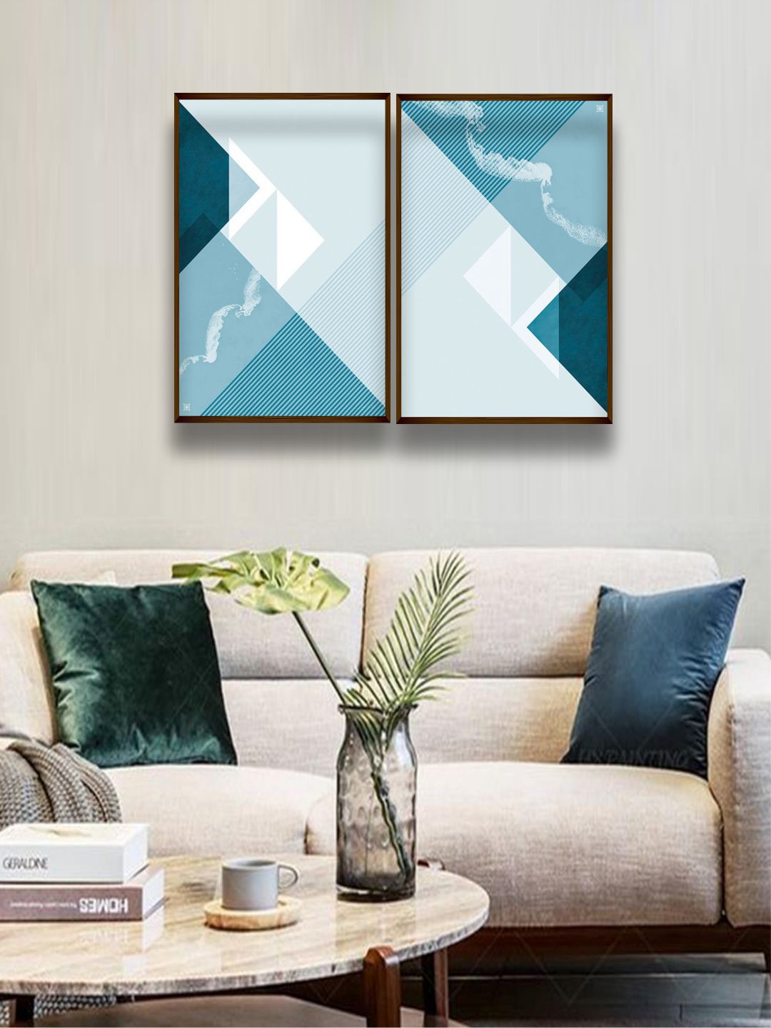 The Art House Set Of 2 Blue & White Abstract Framed Wall Painting Price in India