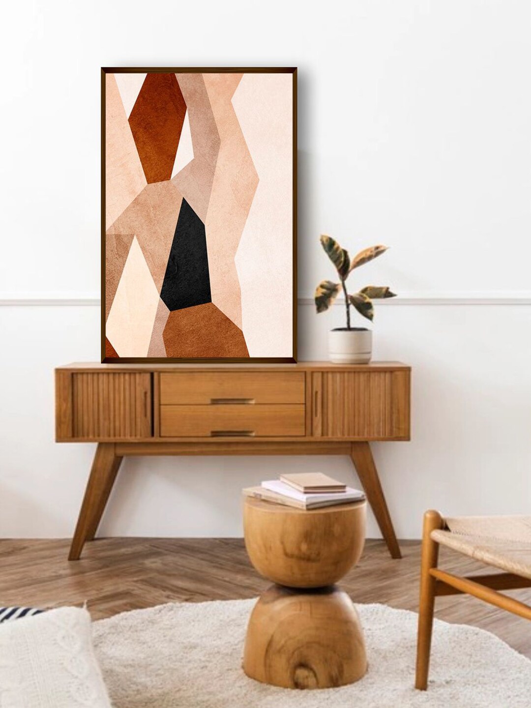 The Art House Brown & Beige Abstract Framed Wall Painting Price in India