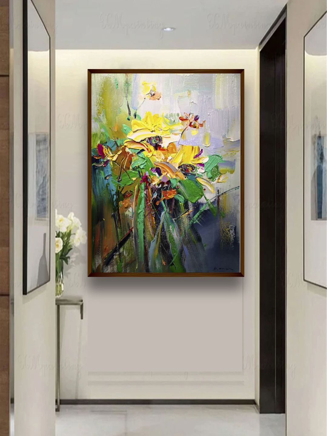 The Art House Yellow & Green Abstract Wall Art Price in India