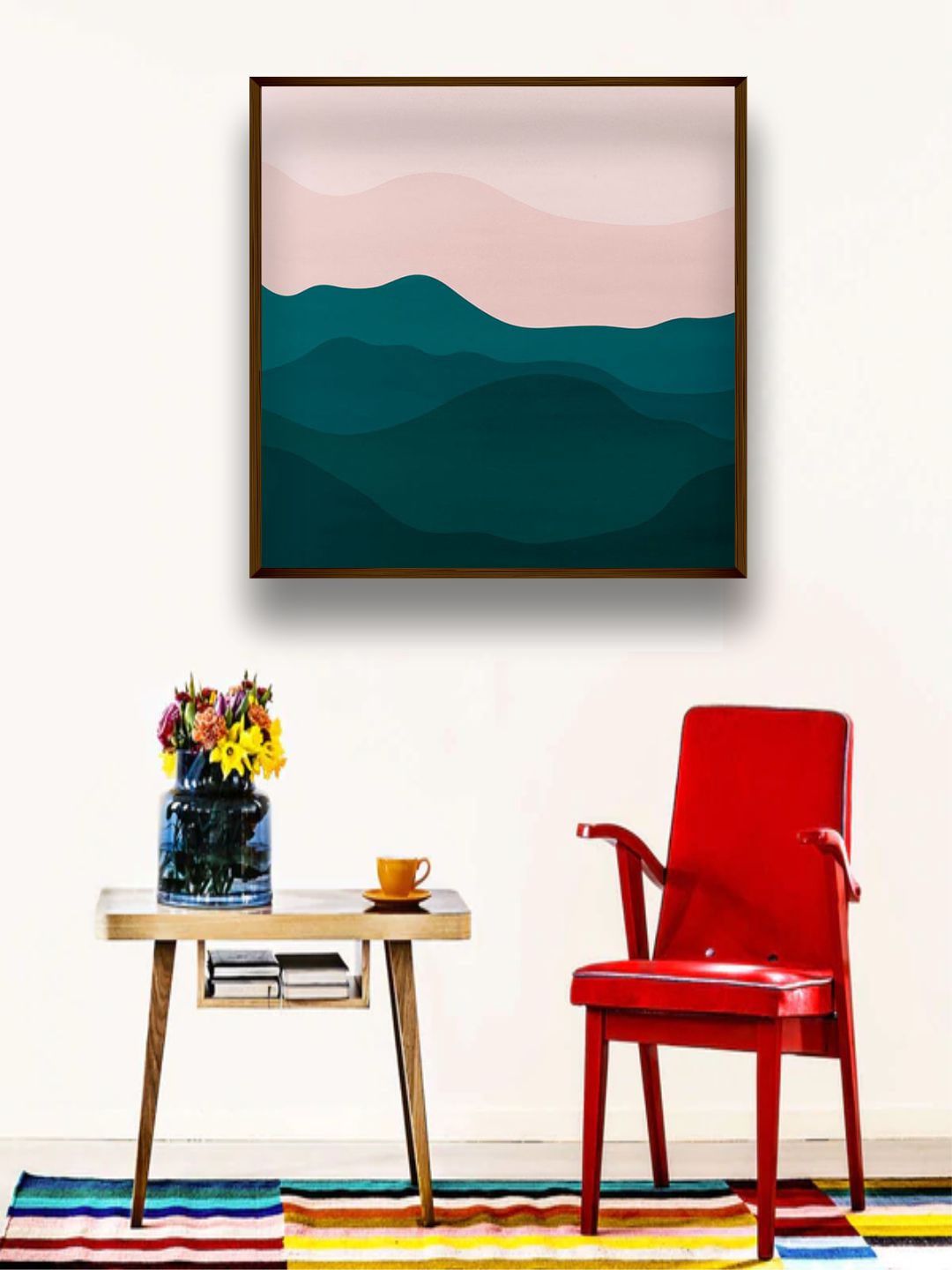 The Art House Green & Pink Abstract Framed Wall Painting Price in India