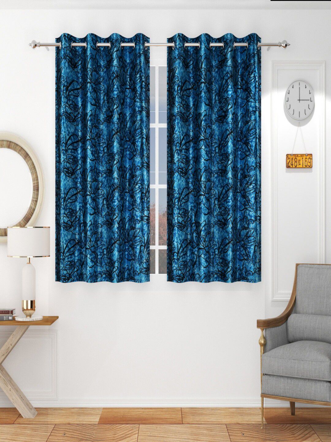 Homefab India Blue Set of 2 Window Curtain Price in India