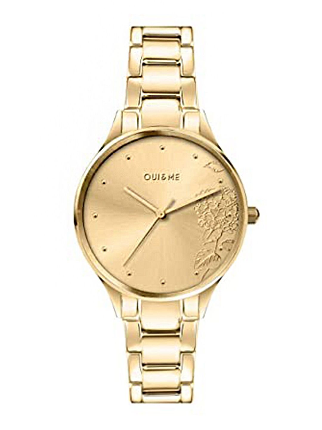 OUI & ME Women Rose Gold-Toned Brass Embellished Dial & Rose Gold Toned Stainless Steel Bracelet Style Watch Price in India