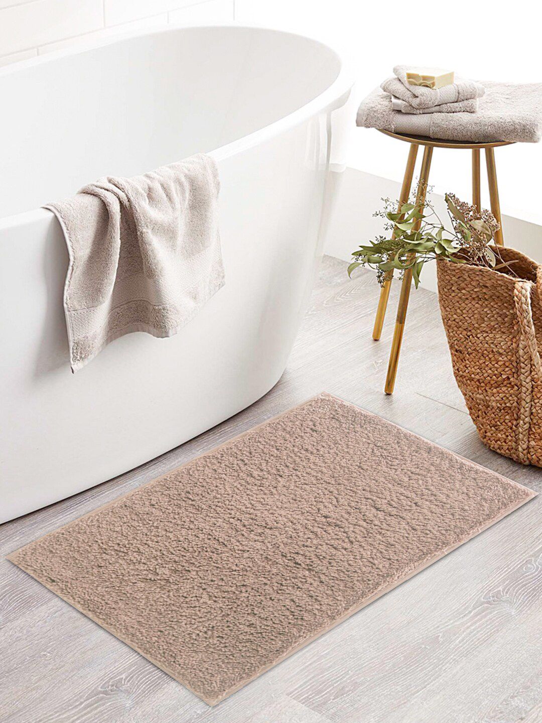 Shresmo Brown Solid Bath Rug Price in India