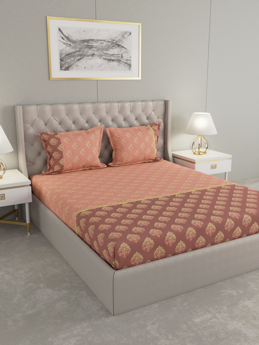 Raymond Home Unisex Peach Bedsheets Price in India