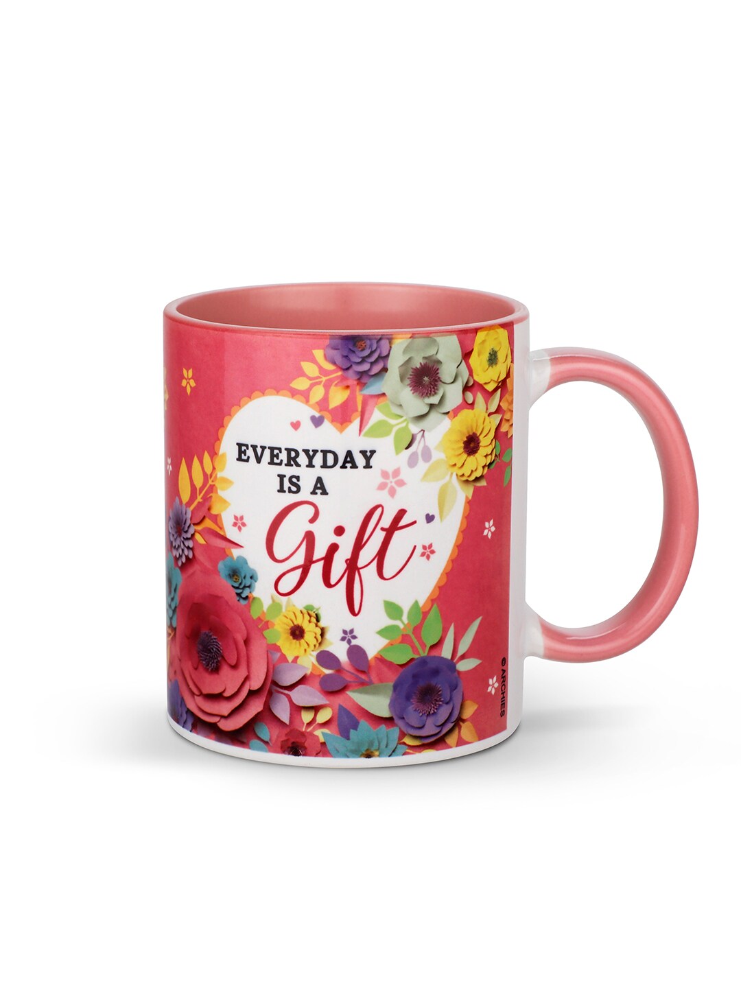 Archies Peach-Coloured & White Printed Ceramic Matte Mugs Set of Cups and Mugs Price in India