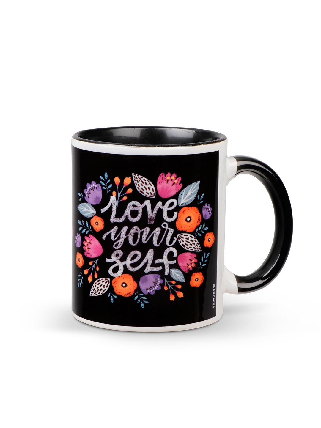 Archies White & Black Printed Ceramic Glossy Mugs Set of Cups and Mugs Price in India