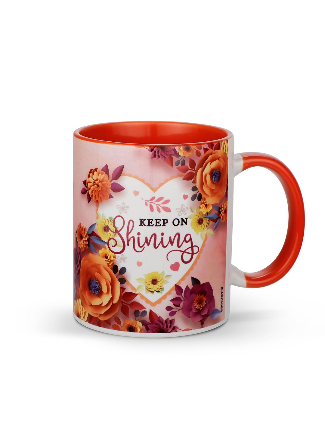 Archies Red & Yellow Printed Ceramic Glossy Mug and Bowl Set of Cups and Mugs Price in India