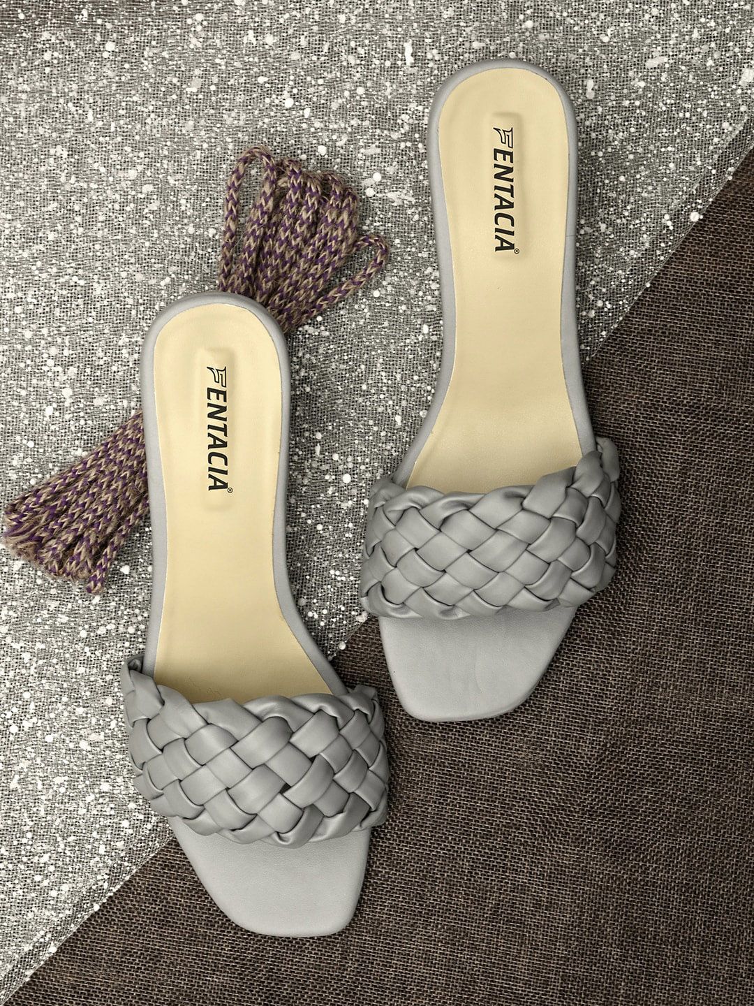 Fentacia Women Grey Block Mules Price in India