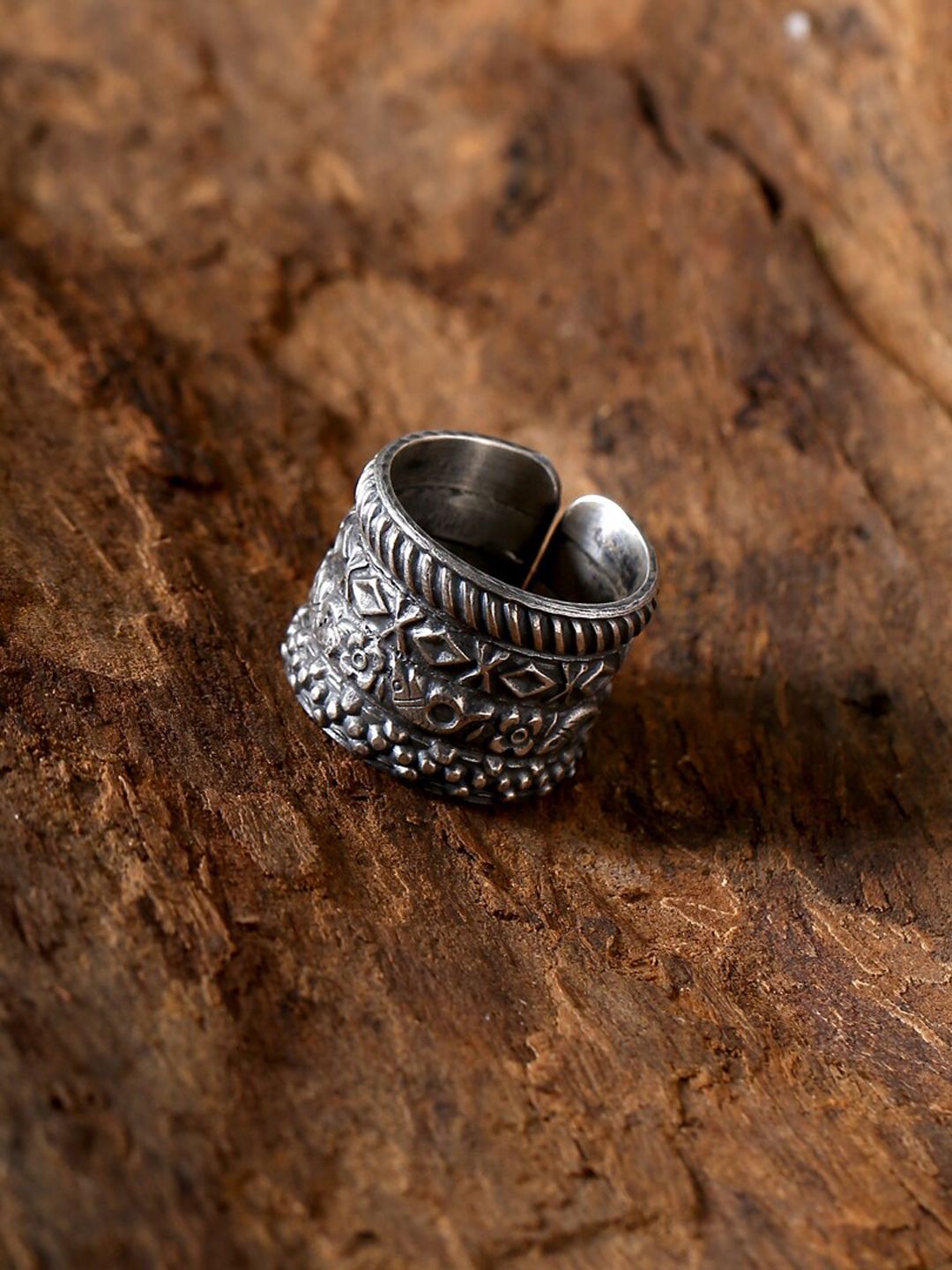 ADORN by Nikita Ladiwala 92.5 Sterling Silver Silver-Toned Adjustable Finger Ring Price in India