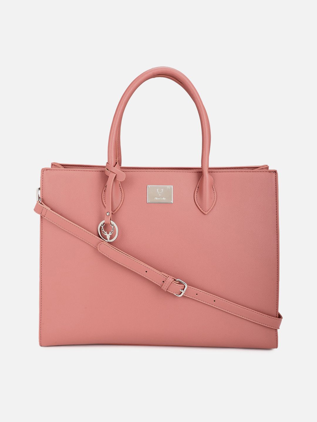 Allen Solly Woman Peach-Coloured PU Structured Handheld Bag Price in India