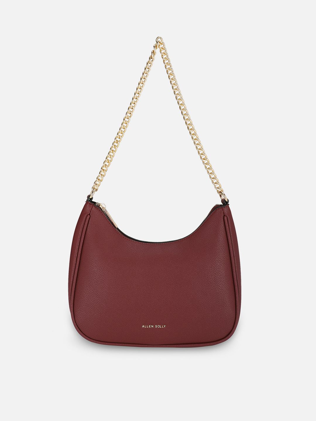 Allen Solly Woman Maroon PU Structured Hobo Bag Price in India