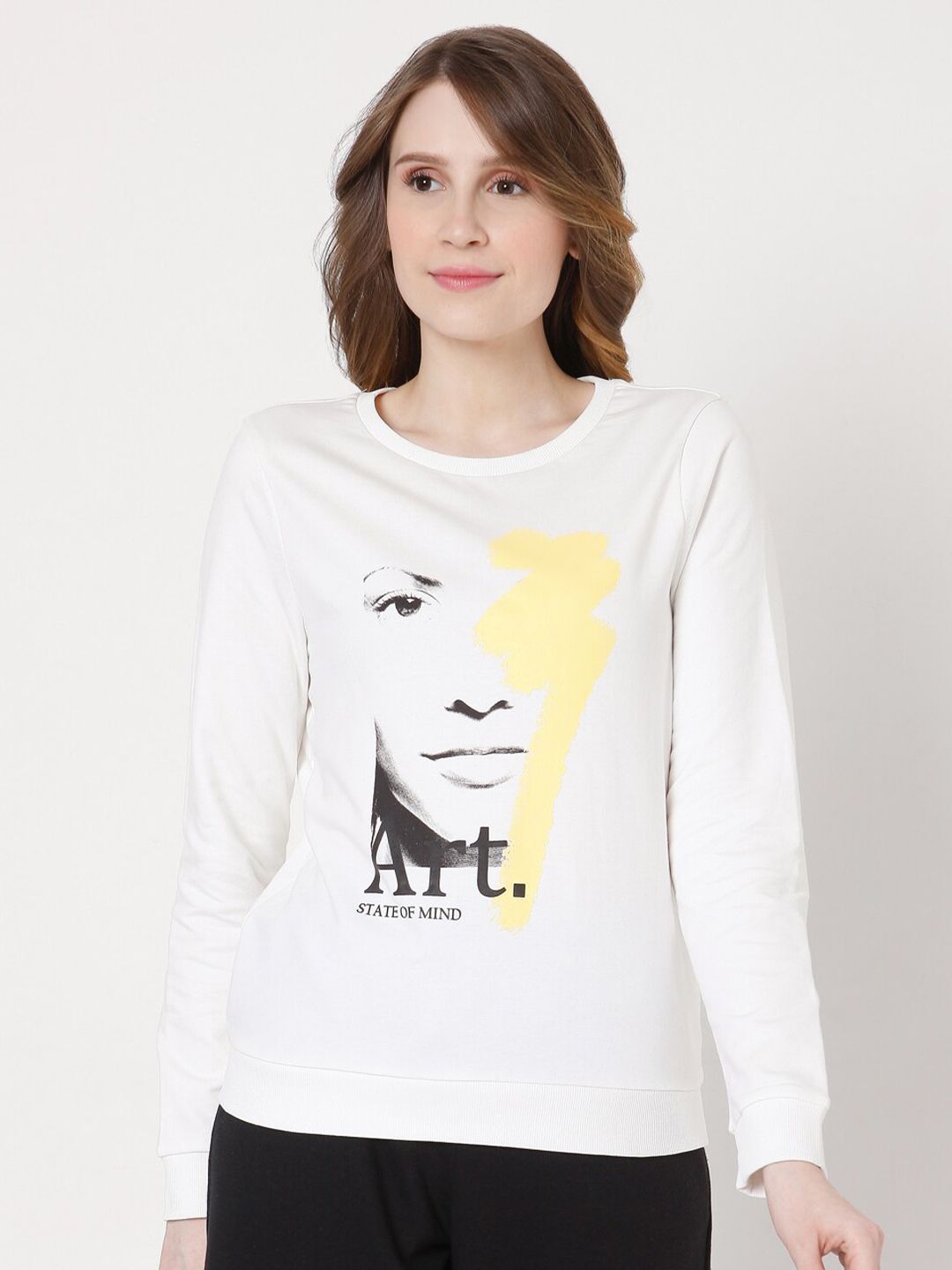 Vero Moda Women White Printed Sweatshirt Price in India
