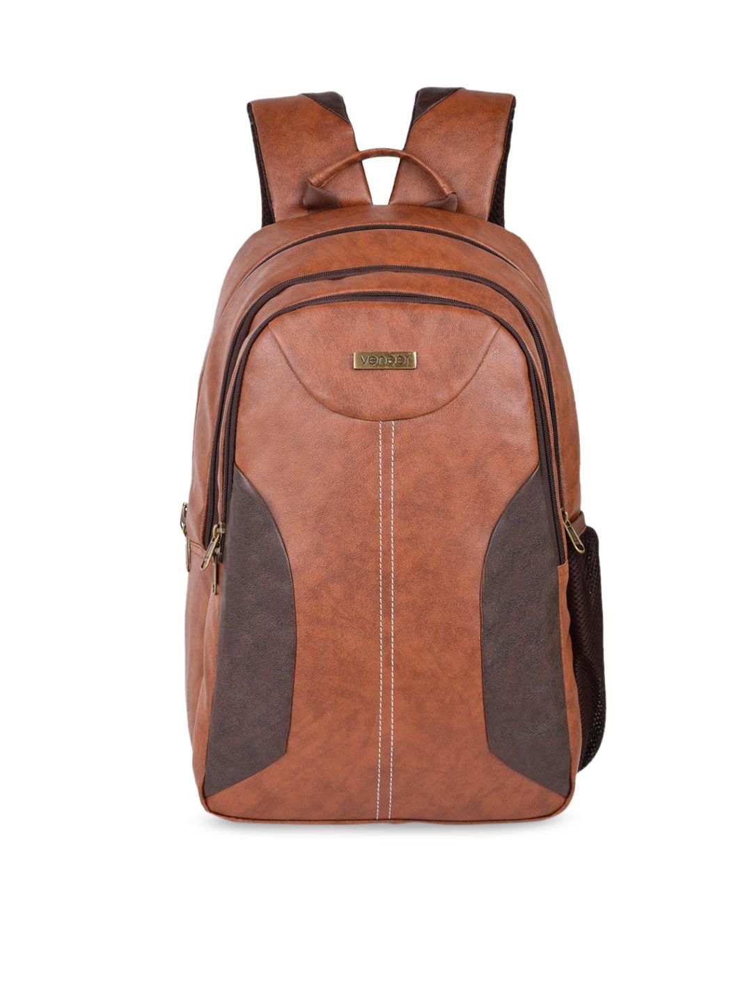 Veneer Unisex Tan Solid Backpack Price in India