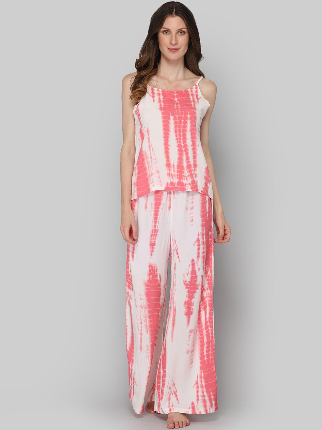 DRAPE IN VOGUE Women Off White & Pink Printed Night Suit Price in India