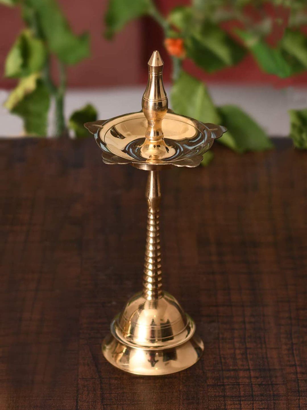 Craftvatika Gold-Toned Fancy Kerala Diya Oil Lamp Stand  For Puja Diwali Price in India
