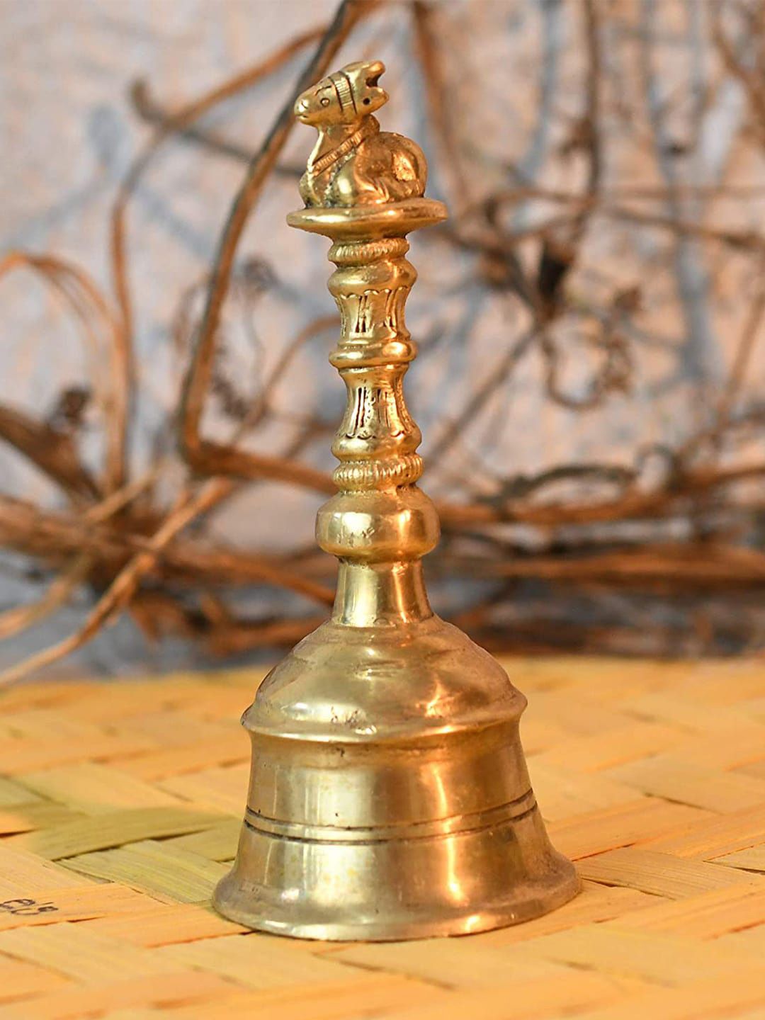 Craftvatika Gold-Toned Brass Hand Held Pooja Bell Price in India