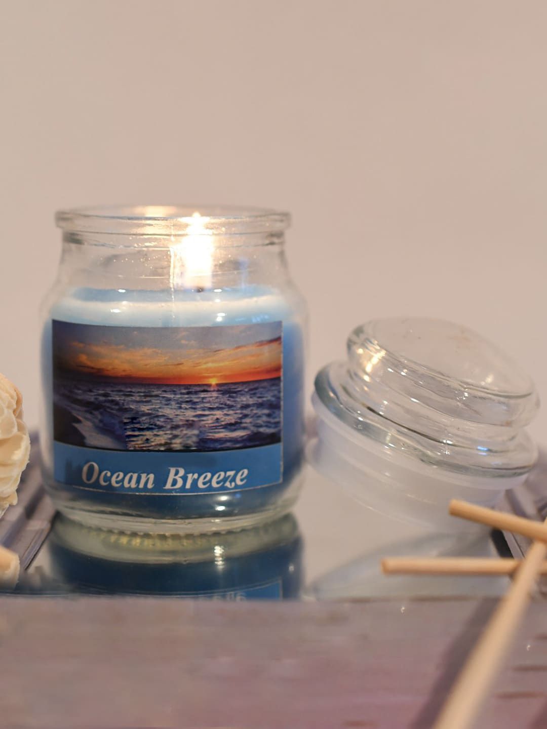 CraftVatika Blue Highly Scented Ocean Breeze Fragrance Wax Jar Candle Price in India